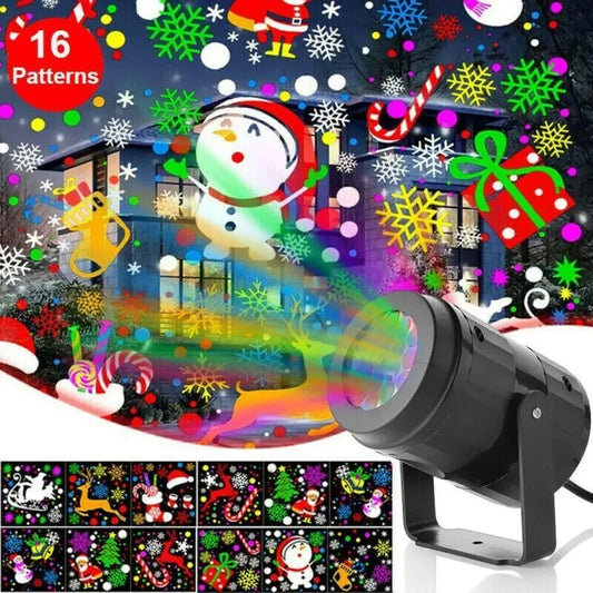 Christmas Party Lights Snowflake Projector Light Led Stage Light Rotating Xmas Pattern Outdoor Holiday Lighting Garden Christmas Decor